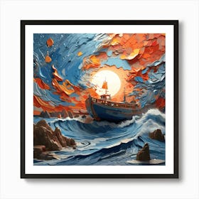 Ship In The Sea Art Print