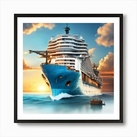 Cruise Ship In The Ocean 2 Art Print