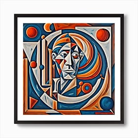Man And Space Cubism Styled Art Print