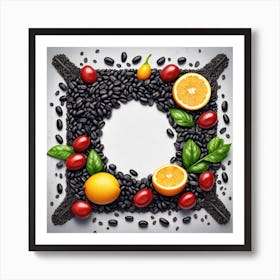 Black Beans And Oranges Art Print