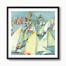  Yellow And Red Sails Square Art Print