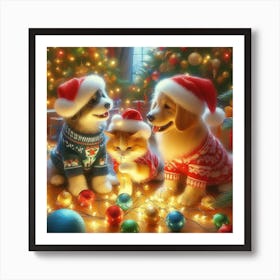 Christmas Pets Art Print