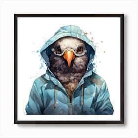 Watercolour Cartoon Pigeon In A Hoodie 3 Art Print