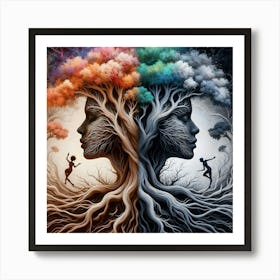 Nature’s Duality, Tree of Life, Psychology, Human Art Print