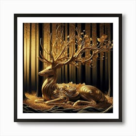 Golden Deer 10 Art Print