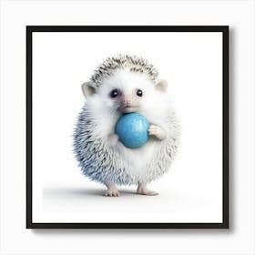 Hedgehog Holding A Blue Ball Art Print