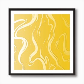 Summer Yellow Liquid Marble Art Print