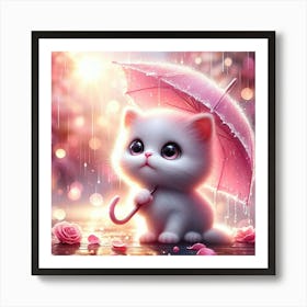 Cute Kitten In The Rain 3 Art Print