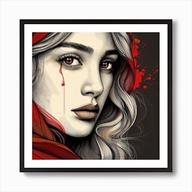 Red Riding Hood-Line Art Art Print
