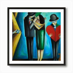 An Cubism Oil Painting Of Capitalism And No Love Art Print