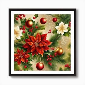 Christmas Poinsettia Art Print