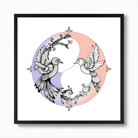 Yin Yang Birds 1 Art Print