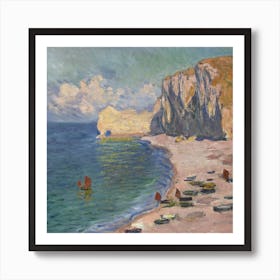 Étretat, The Beach And The Falaise D’Amont, Claude Monet Art Print