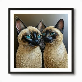 Pair of Siamese cats 2 Art Print