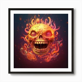 Skull With Octopus Art Print