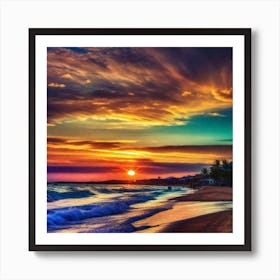 Sunset On The Beach 156 Art Print