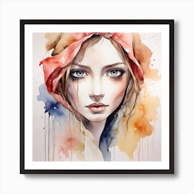 Watercolor Of A Girl Art Print