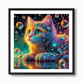 Psychedelic Cat Art Print