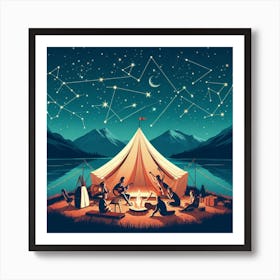 Camping Under the Zodiac with your friends 3 Art Print