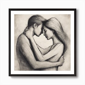 Couple Hugging 5 Art Print