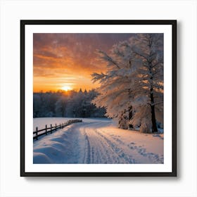 Sunset In Winter 1 Art Print