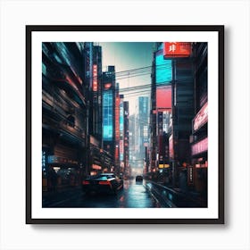 City In The Rain Art Print