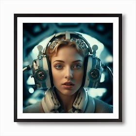 Portrait Of Young Woman In Space Art Print