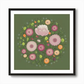 Flowers In A Circle 2 Art Print