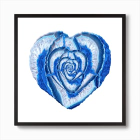 Blue Agate Geode Heart Art Print