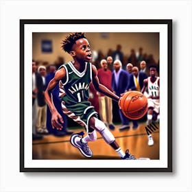 Basketball Player Dribbling 4 Art Print