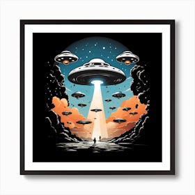 UFO War In The Sky Art Print