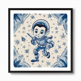 Astro Boy Cartoon Delft Tile Illustration 4 Art Print