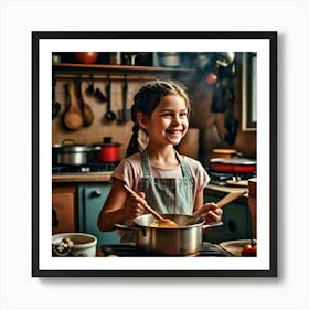 little girl preparing a meal Art Print