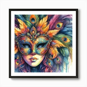 Peacock Mask 1 Art Print