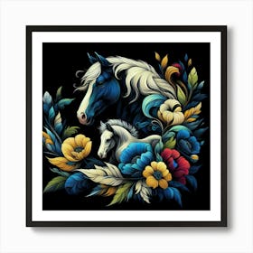 Horse And Flowers Art Print