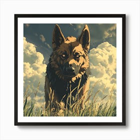 Giant Angry German Shepherd Dog 5 Art Print