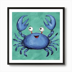 Happy Blue Crab Square Bathroom Animal Art Print I Au0rc4 7qvqncps0ksbqmg Ftrqcjtqqkwrahfmokbttq Art Print