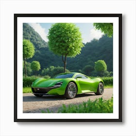 Green Sports Car Art Print