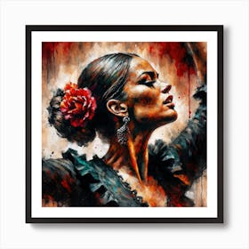 Watercolor Flamenco Dancer #5 Art Print