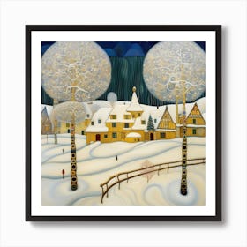 Winter Wonderland In Style Gustav Klimt Art Print