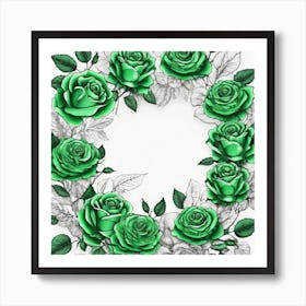 Green Roses 16 Art Print