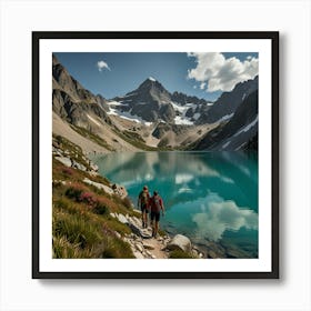 Two Hikers On A Trail Art Print