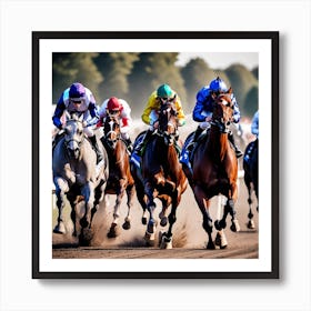 Jockeys Racing Horses 15 Art Print