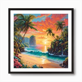 Sunset On The Beach Art Print