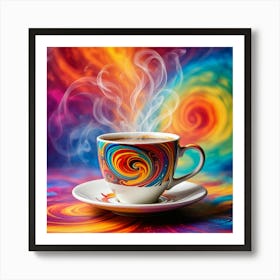 Colorful Coffee Cup On Colorful Background Art Print