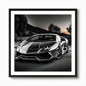 Black And White Lamborghini 2 Art Print