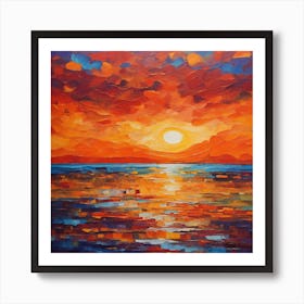 Sunset Over The Sea Art Print