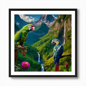 Parrots In The Jungle 1 Art Print