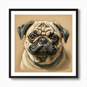 Pug Dog Portrait 1 Art Print