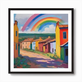 Spectral Echoes: A rainbow's embrace in abandonment 1 Art Print